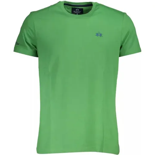 Grünes Baumwoll-T-Shirt mit Besticktem Logo , Herren, Größe: 2XL - LA MARTINA - Modalova