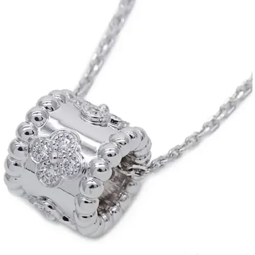 Silver White Gold Necklace with Diamond Clover , female, Sizes: ONE SIZE - Van Cleef & Arpels Pre-owned - Modalova