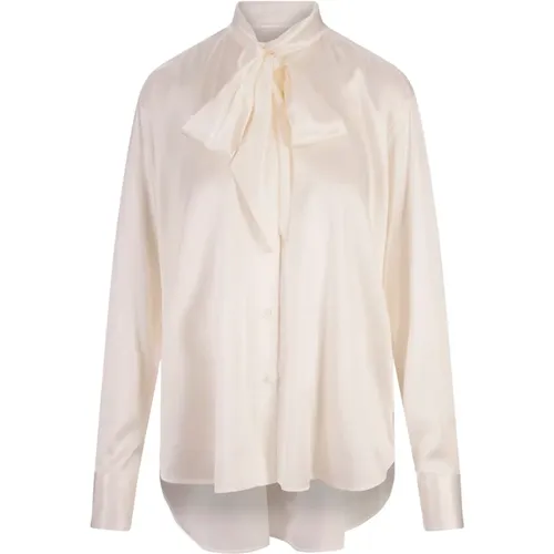 Silk Satin Shirt with Bow , female, Sizes: M, XS, L, S - Ermanno Scervino - Modalova