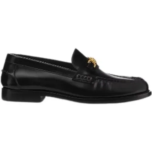 Schwarze flache Schuhe , Damen, Größe: 36 EU - Versace - Modalova