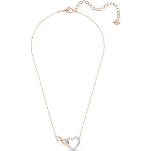 Damen Hyperbola Set Ohrringe und Halskette Unendlichzeichen und Herz, Weiß, Roségoldfarben 5521040 - Swarovski - Modalova