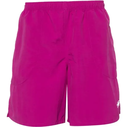 Lila Logo-Print Elastische Taille Shorts , Herren, Größe: XL - Stüssy - Modalova