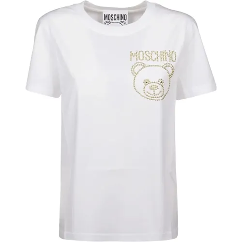 Weißes Logo T-Shirt für Damen , Damen, Größe: 3XS - Moschino - Modalova