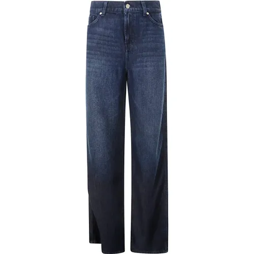 Blaue Denim Straight Leg Jeans , Damen, Größe: W26 - 7 For All Mankind - Modalova