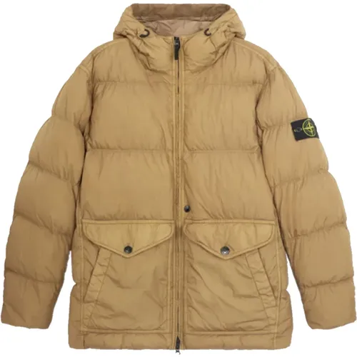 Winddichte Crinkle Reps Jacke (Biscotto) - Stone Island - Modalova