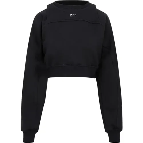 Cotton Crop Sweater Aw23 , female, Sizes: M, XS - Off White - Modalova