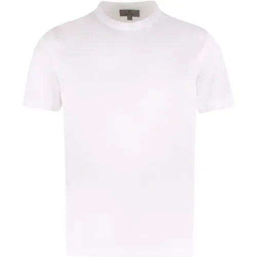 Geripptes Baumwoll-Crew-Neck T-Shirt,Baumwoll-Ripp-Crew T-Shirt - Canali - Modalova