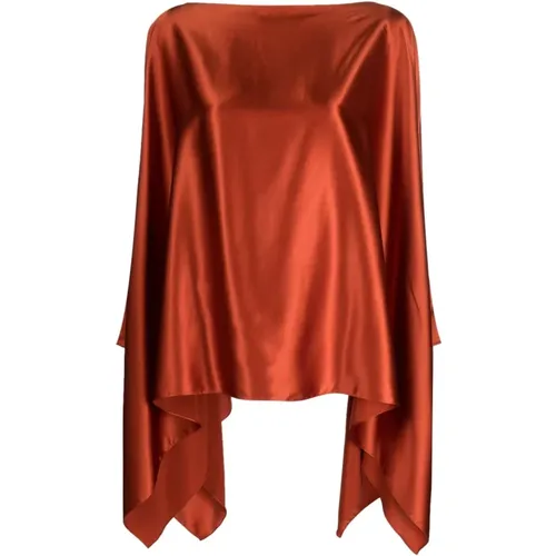 Silk Elasticized Poncho Top, Asymmetric Design , female, Sizes: L - Gianluca Capannolo - Modalova