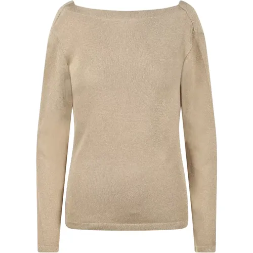 Gold Lamé Pullover mit Drapiertem Rücken , Damen, Größe: M - alberta ferretti - Modalova