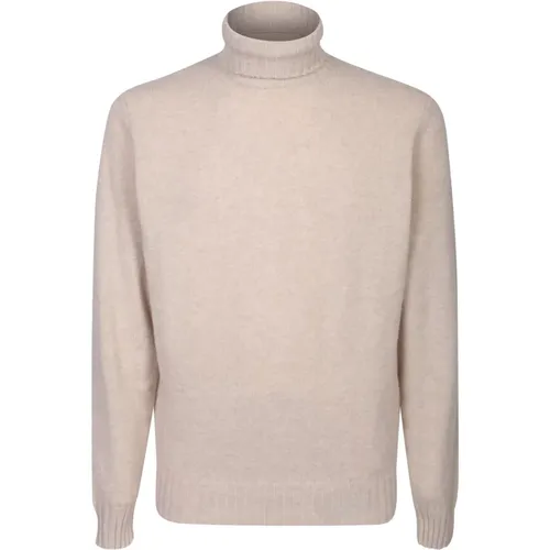 Cream Knit High Neck Sweater , male, Sizes: XL - Dell'oglio - Modalova