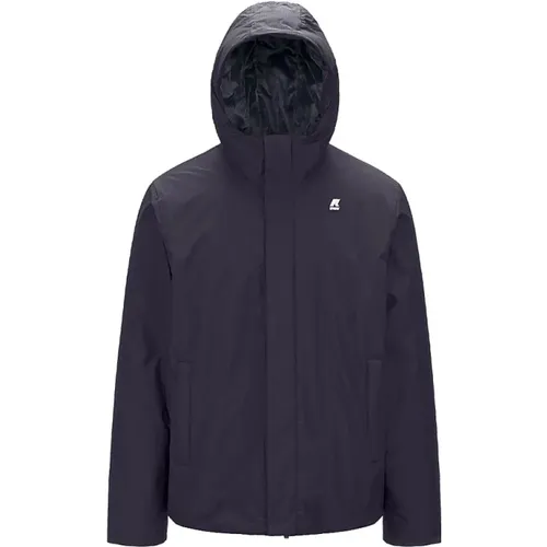 Blaue Ripstop-Jacke mit Marmot-Futter , Herren, Größe: M - K-way - Modalova