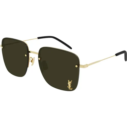 Gold/Braune Sonnenbrille SL 312 M , Damen, Größe: 58 MM - Saint Laurent - Modalova