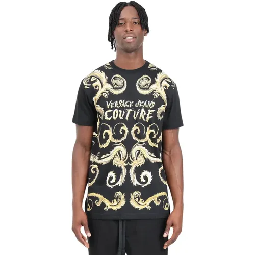 Barockdruck Kurzarm T-shirt , Herren, Größe: M - Versace Jeans Couture - Modalova