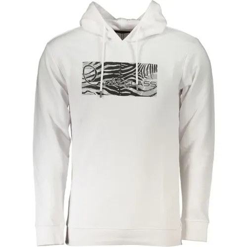 Weißes Gebürstetes Logo-Kapuzen-Sweatshirt , Herren, Größe: 2XL - Cavalli Class - Modalova