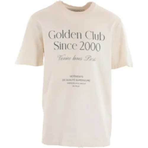 Weiße Oversize T-shirt mit Logo-Print , Herren, Größe: S - Golden Goose - Modalova