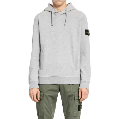 Mélange Hoodie mit Kordelzug und Taschen , Herren, Größe: 2XL - Stone Island - Modalova