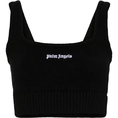 Classic Logo Knit Top , female, Sizes: S, M - Palm Angels - Modalova
