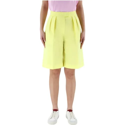 Tailored Cotton Shorts with Plissetto Detail , female, Sizes: S - Msgm - Modalova