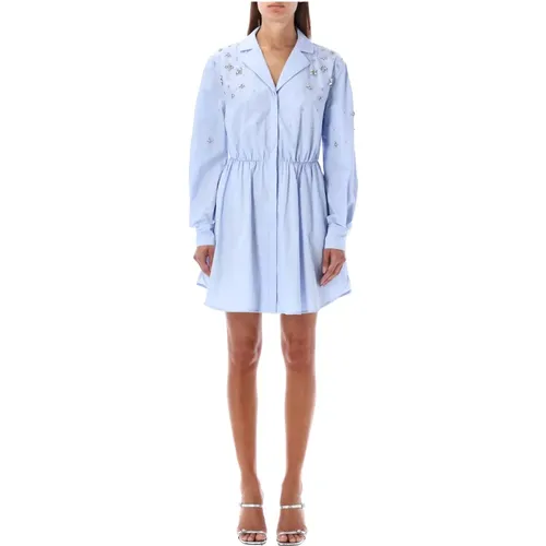 Light Embellished Mini Shirt Dress , female, Sizes: 2XS, XS - Self Portrait - Modalova