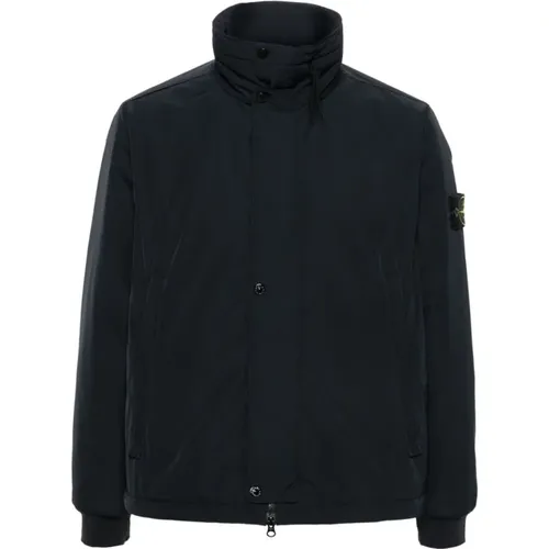 Blaue Steppjacke Hoher Kragen - Stone Island - Modalova