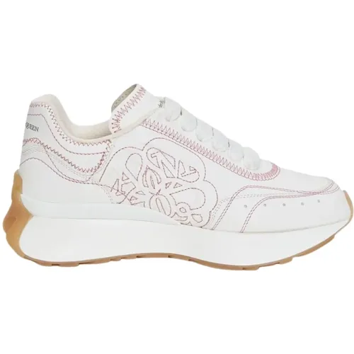 Low-Top Sneakers with Red Perforated Detailing , female, Sizes: 7 UK, 4 1/2 UK, 6 UK - alexander mcqueen - Modalova