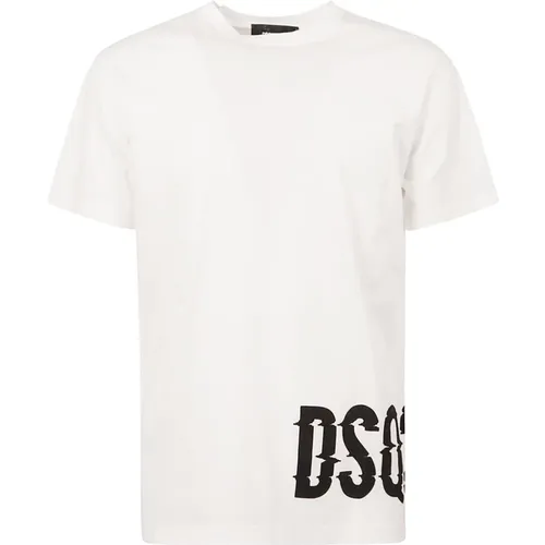 Weiß Baumwolle Logo Print Rundhals , Herren, Größe: M - Dsquared2 - Modalova