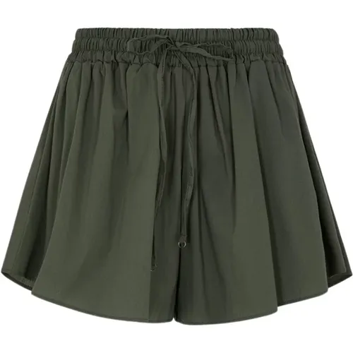 Militärgrüne Baumwollmischung Shorts mit Kordelzug , Damen, Größe: S - Me-Fui - Modalova