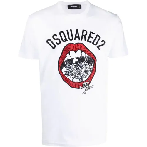 Cotton T-shirt with Front Print , male, Sizes: 2XL - Dsquared2 - Modalova