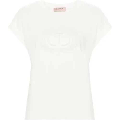 Weiße Baumwoll-T-Shirts und Polos , Damen, Größe: XS - Twinset - Modalova