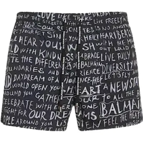 Graffiti Logo Swim Shorts , male, Sizes: XS, S - Balmain - Modalova