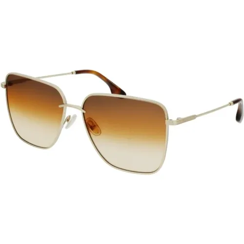 Goldene Metallsonnenbrille für Frauen - Victoria Beckham - Modalova