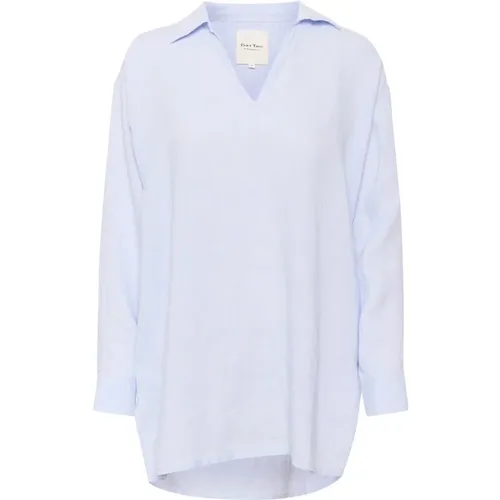 Heather Linen Shirt with V-Neck and Relaxed Silhouette , female, Sizes: L, S, M, 2XL, XS, XL - Part Two - Modalova