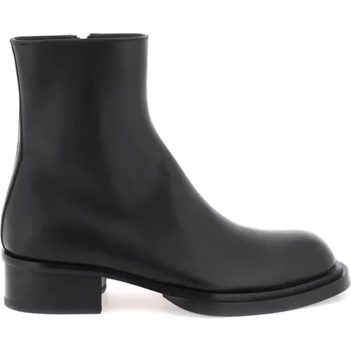 Stilvolle Schwarze Lederstiefel , Herren, Größe: 43 EU - alexander mcqueen - Modalova