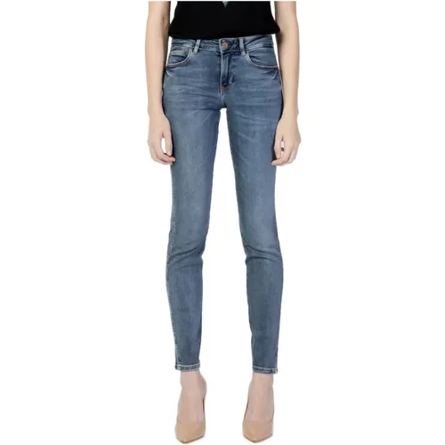 Blaue Einfache Reißverschluss Knopf Jeans Damen , Damen, Größe: W26 L30 - Guess - Modalova