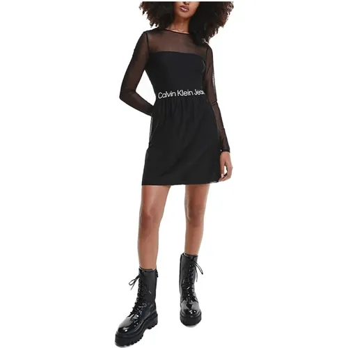 Elastic Logo Mesh Dress , female, Sizes: M, XS, S - Calvin Klein - Modalova