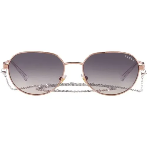 Rose Gold Sunglasses with Pink Shaded Lenses - Vogue - Modalova