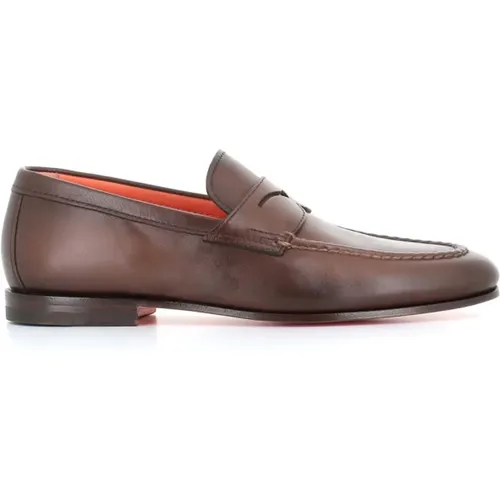 Ebony Leather Moccasin Sandals , male, Sizes: 7 1/2 UK, 10 UK - Santoni - Modalova