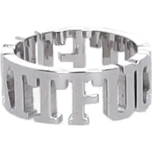 Mens Silver Stainless Steel Graphic Ring , male, Sizes: 47 MM, 46 MM - HUF - Modalova