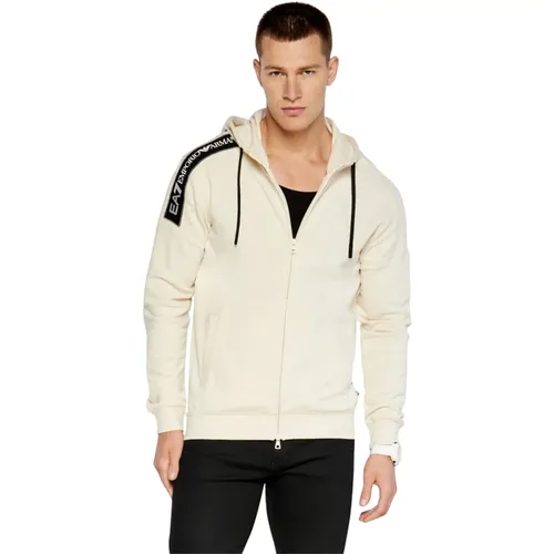 Whitecap Gray Full-Zip Hoodie Sweater , male, Sizes: M - Emporio Armani EA7 - Modalova