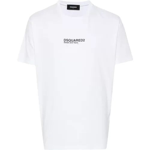 Weißes Jersey T-Shirt mit Logo-Druck , Herren, Größe: L - Dsquared2 - Modalova