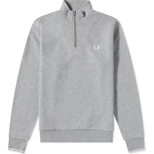 Steelmarl White Half Zip Sweatshirt , male, Sizes: XL, L, S - Fred Perry - Modalova