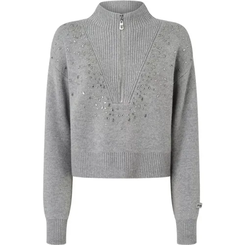 Studded Silver Sweater , Damen, Größe: M - pinko - Modalova