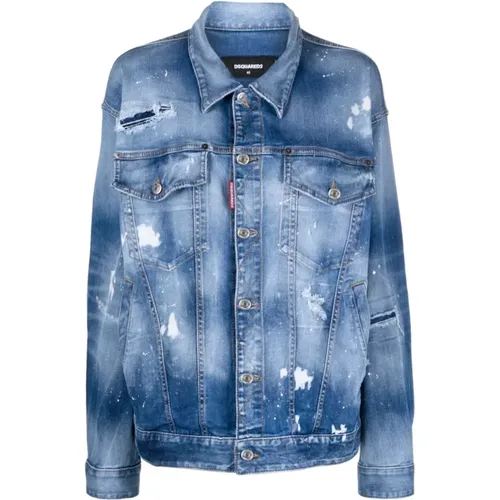 Sky Distressed Denim Coat , female, Sizes: 2XS - Dsquared2 - Modalova