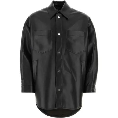 Oversize Martin Shirt aus schwarzem Kunstleder , Herren, Größe: M - Nanushka - Modalova