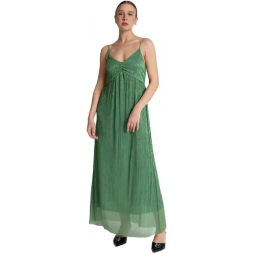 Langes Lurex-Kleid in Grün , Damen, Größe: XS - Kaos - Modalova