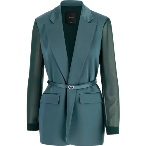 Grüne Satinjacke mit Halbtransparenten Ärmeln , Damen, Größe: XS - pinko - Modalova