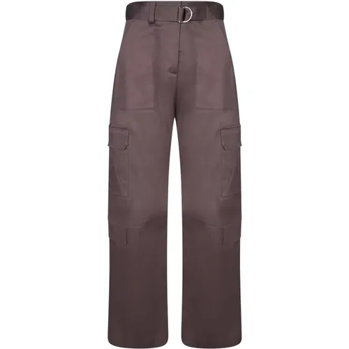 Cotton Trousers with Zip Fastening , female, Sizes: XS, S - Msgm - Modalova