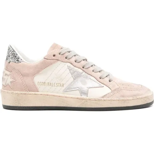 Pink Suede Star Patch Sneakers , female, Sizes: 2 UK, 3 UK, 4 UK - Golden Goose - Modalova