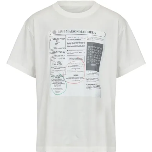 T-Shirt mit Grafikdruck und Rundhalsausschnitt , Herren, Größe: S - MM6 Maison Margiela - Modalova