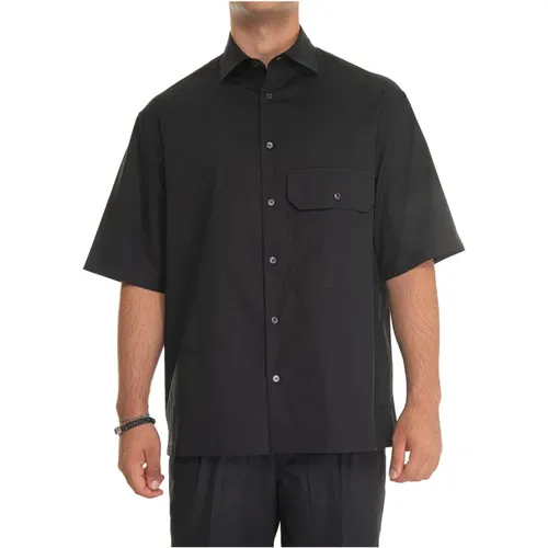 Kurzarm Casual Shirt mit Tasche , Herren, Größe: L - Emporio Armani - Modalova